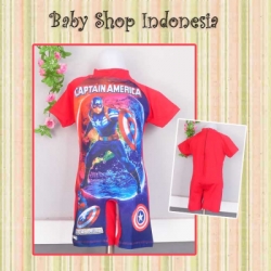 W031  Swimsuit Diving Capt America 85 Merah copy  large